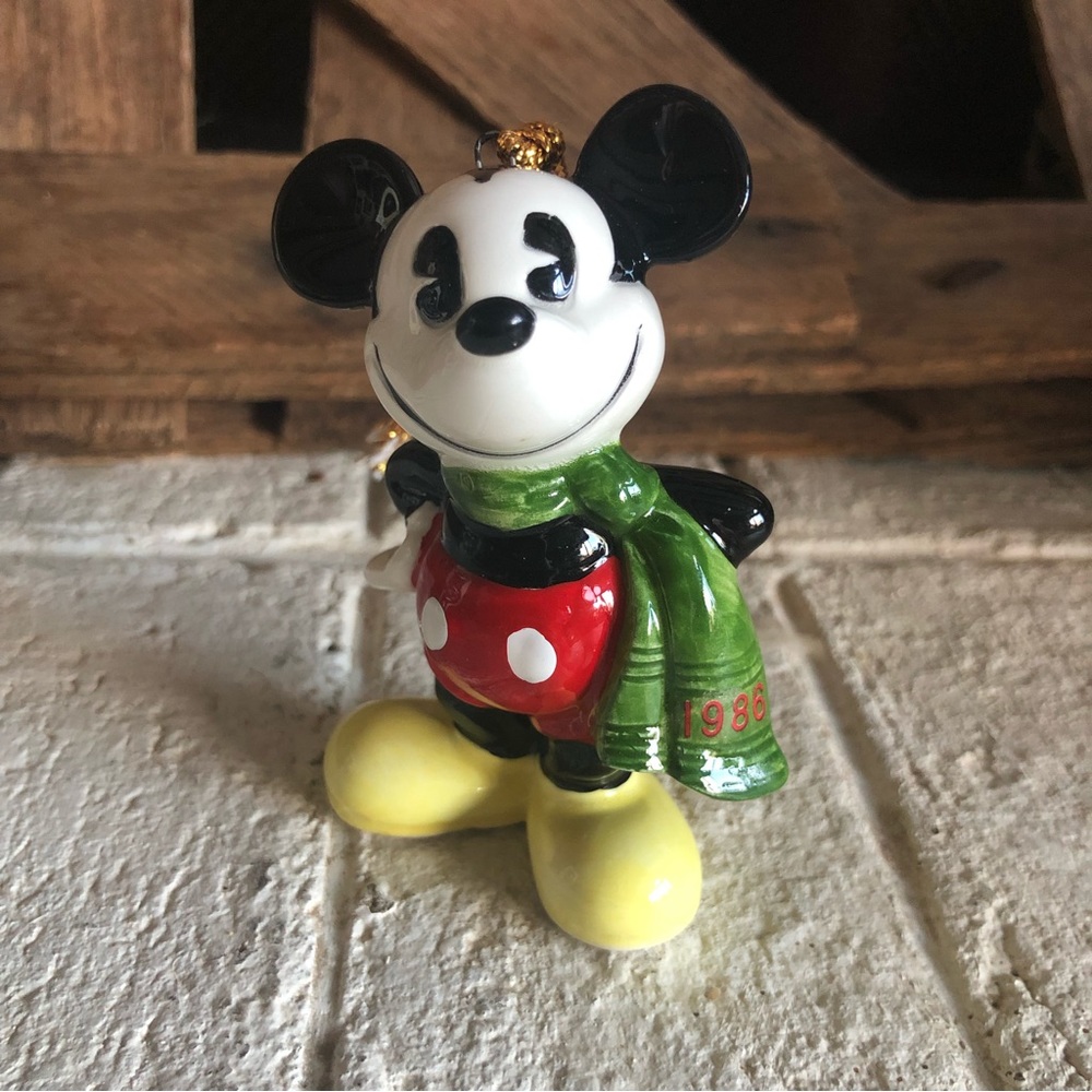 Pie eyed Mickey Mouse with green scarf ornament 1986